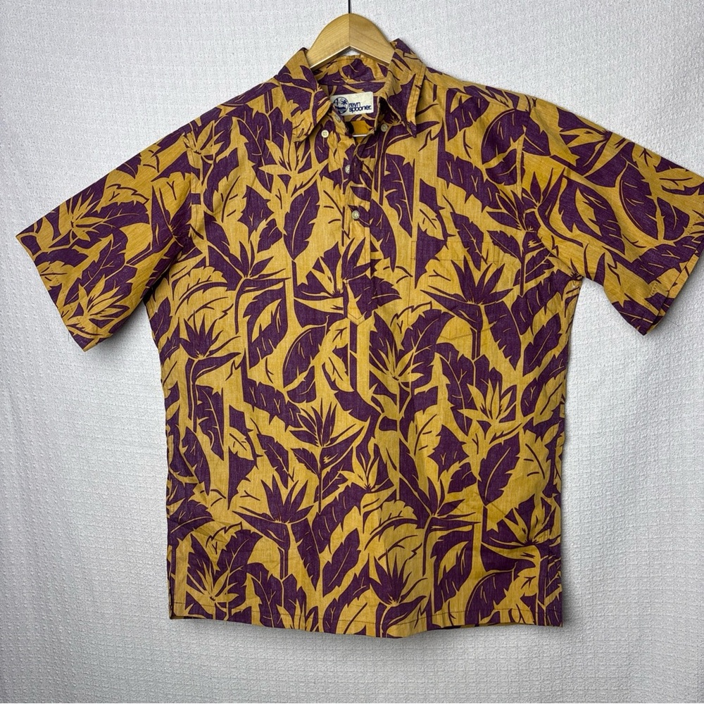 Reyn Spooner Mustard and Plum Tropical Shirt‎